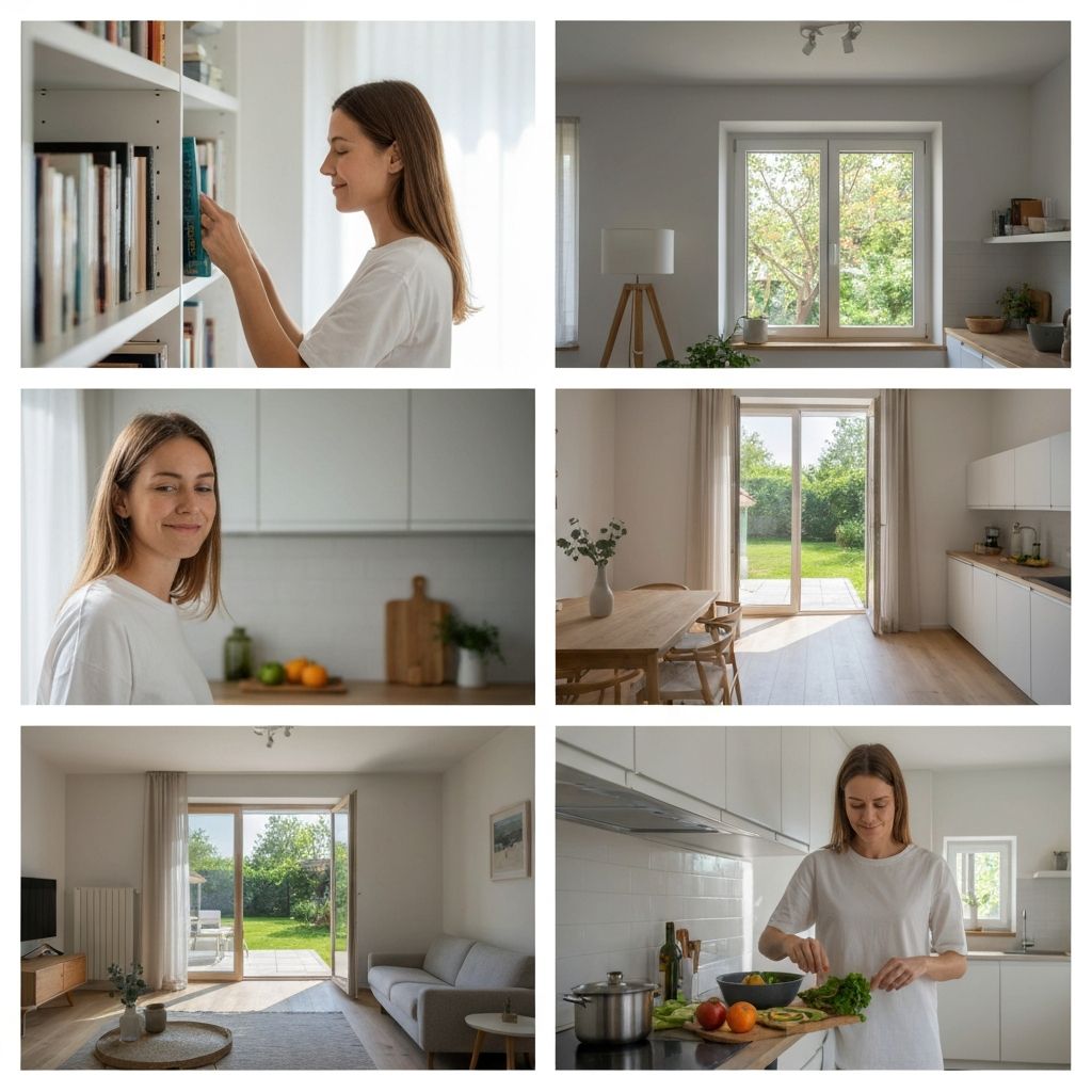 Kolaž svakodnevnih aktivnosti - osoba radi u kući